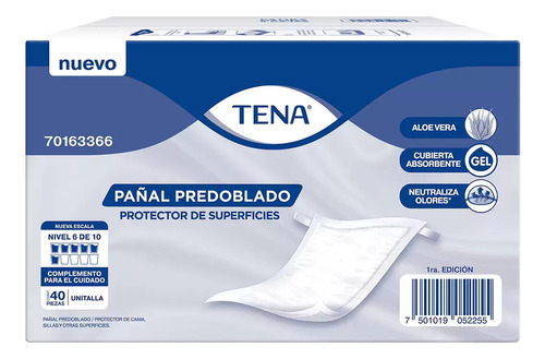 Tena Protector De Cama Predoblado Unisex 40 Pzas