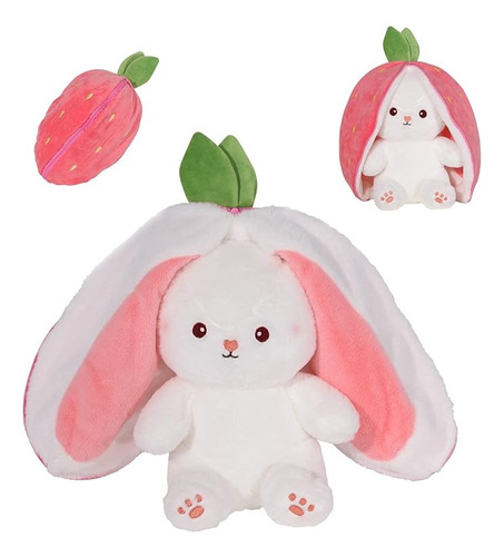 Peluche De Conejo Reversible Grande Fresa Kawaii Juguete 