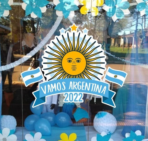 Vinilos Vidriera Mundial Argentina Messi Futbol Qatar 2022