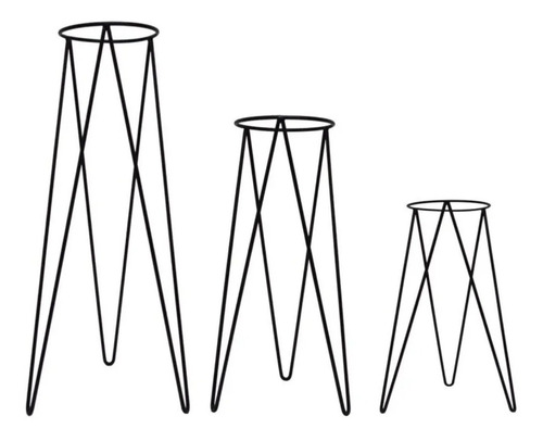 Imagem 3 de 3 de Kit 3 Tripés Para Vasos Planta Jardinagem Pmg Aramado Ferro