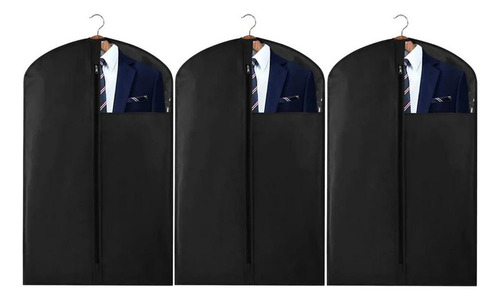Set De 3 Porta Trajes 60x100 Funda Vestido Saco Camisa Ropa Color Negro