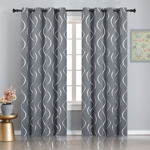 Grey Blackout Curtains For Living Room 84 Inch Length 2...