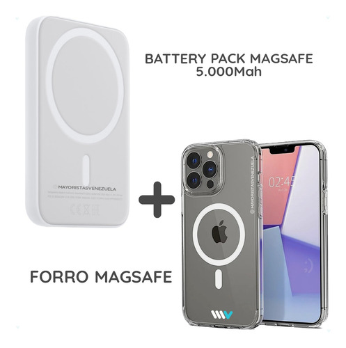 Forro Magsafe iPhone + Batterypack Power Bank 11,12,13,14pro