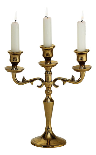 Candelabro De Oro De Tres Brazos Hamptons, Hecho A Mano...