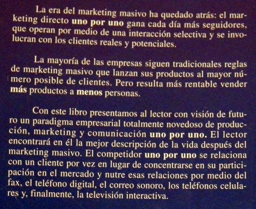 Peppers Uno Por Uno El Marketing Del Siglo Xxi 1996 