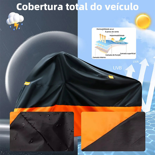 Funda Impermeable Para Motocicleta Engrosada Con Capa De Pu, Hebilla De Bloqueo Antirrobo Y Pegatina Reflectante XL