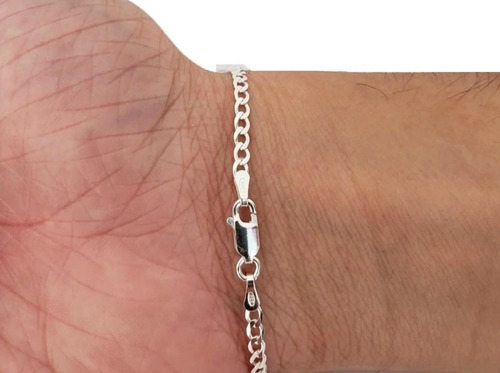 Imagem 4 de 5 de Pulseira Prata Italiana 925 Grumet 3mm 21cm Masculina Top