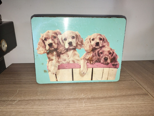 Caixa Lata De Biscoitos Antiga Duchen Decorada Cachorrinhos (Usado)
