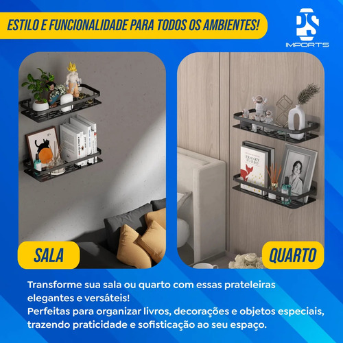 Kit 2 Suporte Porta Shampoo Sabonete Banheiro Adesivo Parede