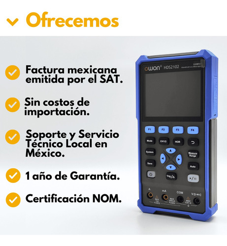 Osciloscopio Portátil Owon Hds2102 + Multímetro 2ch 100mhz