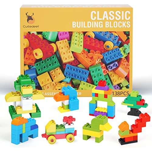 Cutedeer 138 Piece Building Blocks For Kids Toddlers, Classi