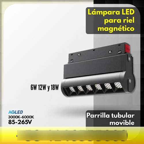 Lampara Led P/ Riel Magnetico 18w Negra 3k/4k/6k 85-265v