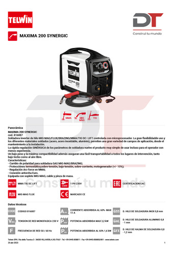 Soldadora Inverter Telwin Mig Mag Mma Tig Telwin 170a