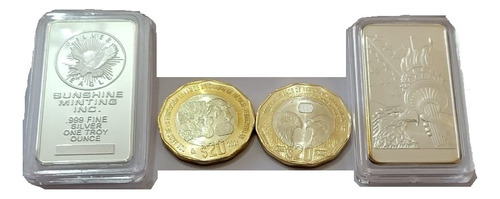Monedas De 20 Pesos  200 Años  Águilas Y Barras De Fantasia