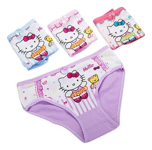 Bragas Hello Kitty Para Niñas, 4 Unidades/lote, 100% Algodón