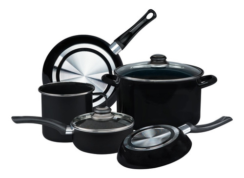 Imagen 1 de 10 de Batería De Cocina Cinsa Aluminio Con Antiadherente 8 Piezas