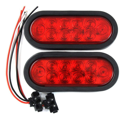 (2) Luz De Parada/giro/cola Ovalada Sellada Led Roja Re...