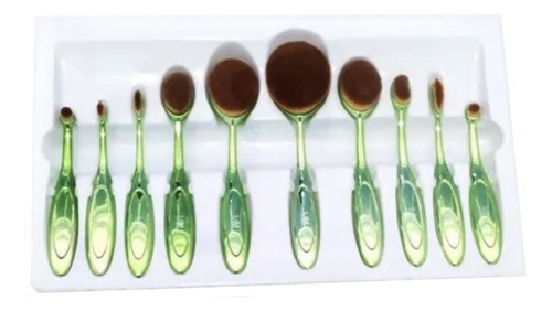 Kit de 10 pincéis para maquiagem Magic Make Oval verde