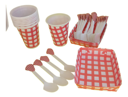 Kit Decoracion Picnic Rojo Descartables 12invit Leer Dc