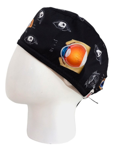 Gorro Quirúrgico Hombre + Lanyard Ojos - Oftalmologia Negro