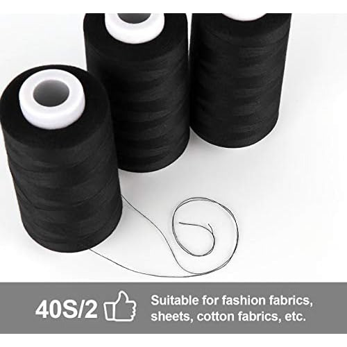4 X 3000 Yardas Hilos De Coser Remalladora Color Negro,...