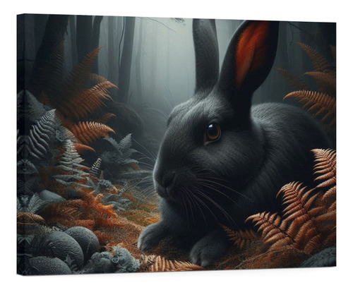Cuadro Canvas Conejo Del Bosque Minimalista 60x40