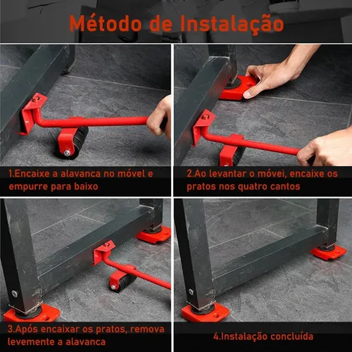 Kit 5 Movedor Rodinhas Para Mudança De Móveis Grandes 200kg