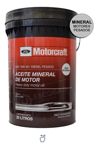 Aceite Ford Motorcraft 15w40 Mineral Motores Diesel X 20 Lts