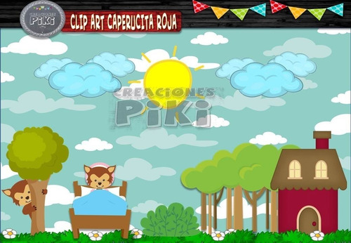 Pack Imágenes Clipart Caperucita Roja Lobo Cazador + Regalo