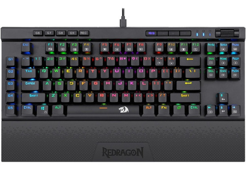 Teclado gamer Redragon Magic Wand Pro K587-PRO QWERTY Outemu Optical-mechanical Blue inglés US color negro con luz RGB