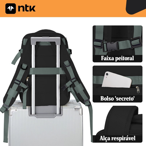 Mochila Para Viagens Trip Em Poliéster 290d Ntk Cor Preto