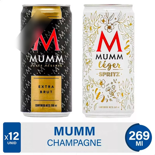 Champagne Mumm Cuvee Extra Brut Lata + Leger Spritz X12