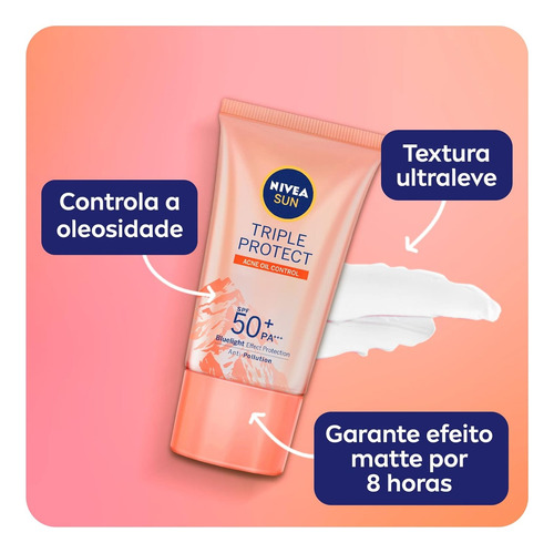 Nivea Sun Protetor Tripla Proteção Loção Antiacne Fps50 40ml