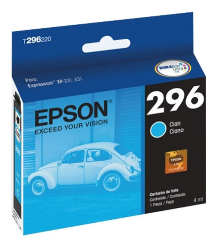 Cartucho Original Epson T296 Cian T296220 Xp241 Xp441