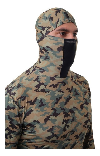 Camisa De Pesca Proteção Uv50+ Com Touca Ninja Marpat