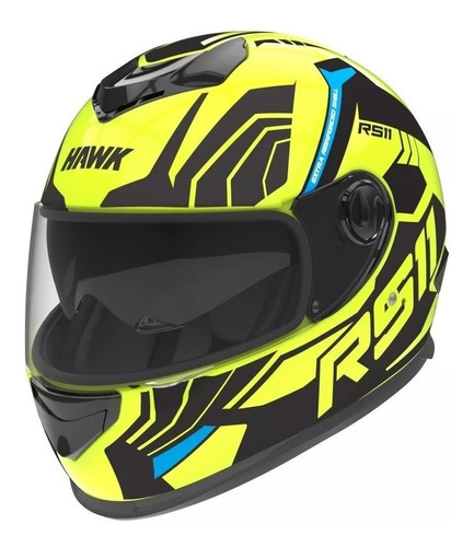 Casco para moto integral Hawk RS11  fluo mate revo talle S 