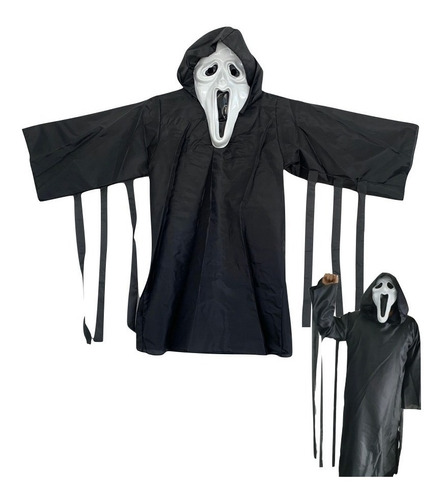 Disfraz Scream Niños Niñas Túnica Negra + Máscara Halloween 