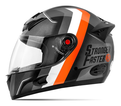 Capacete Para Moto Integral Etceter Stronger Faster Cor Cinza/Laranja Tamanho do capacete 60