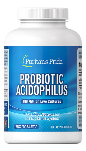 Probiótico Acidophilus 250 Tabletes Puritans Pride Importado