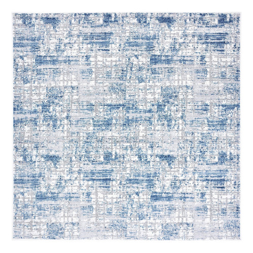 Alfombra Cuadrada 2 Metros Azul Marino Gris Claro Moderna