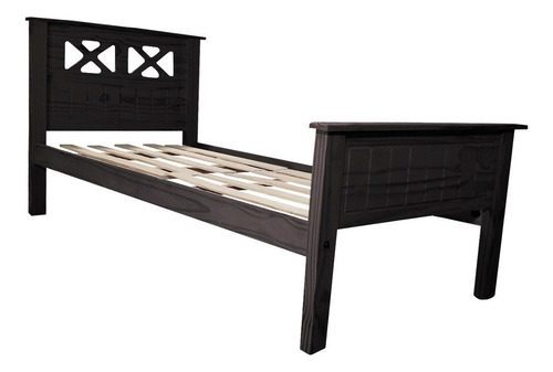 Cama Cruz Moderna 1 Plaza 80 X 190 Madera Macizo Individual Color Negro