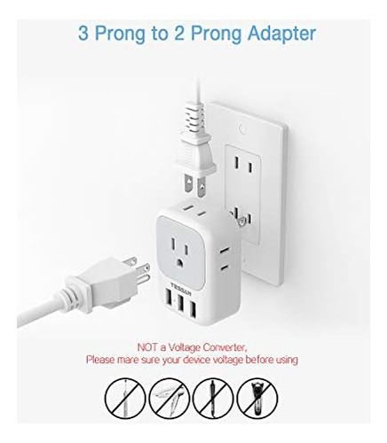 Us To Japan Plug Adapter, 2 Prong To 3 Prong Outlet Ada...