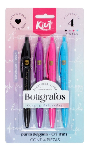 Boligrafos  Estuche Kiut 0.7mm *4 Unidades