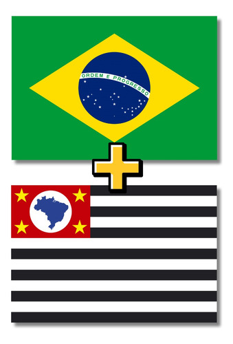 Kit 2 Bandeiras Brasil + Estado São Paulo 150x90cm Atacado