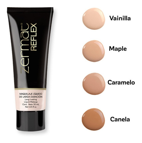 Maquillaje Líquido De Larga Duración Reflex 30 Ml - Zermat Caramelo