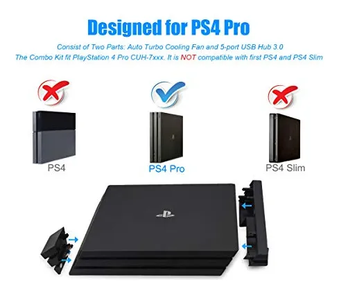 Pack Ventilador Y Hub Usb Para Ps4 Pro Con Sensor Automtico