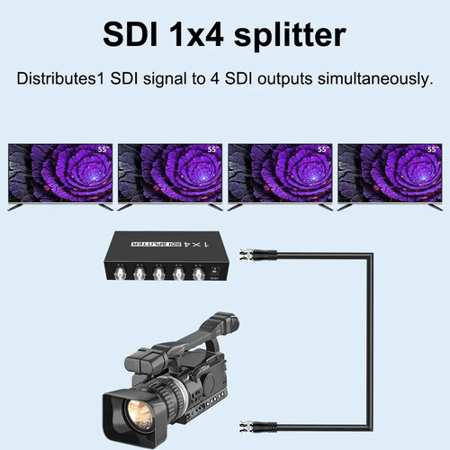 Splitter Sdi 1x4 3g/hd/sd-sdi Divisor De Vídeo Sdi Adaptador