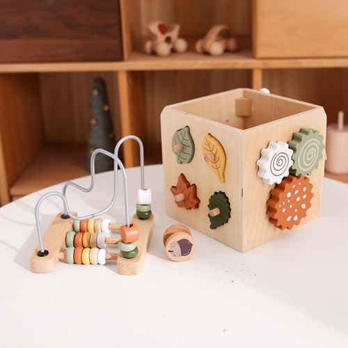 Cubo De Actividad De Madera Juguetes Cuentas Juguetes Para