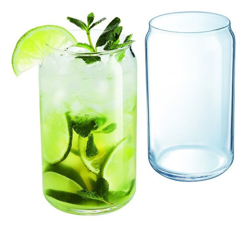 Can Juego 6 Vasos De Vidrio Modernos 475 Ml Lata Franceses Color Transparente