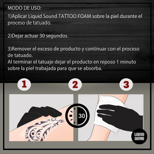 Imagen 8 de 8 de Tattoo Foam Liquid Sound Espuma Para Tatuajes X 160 Ml